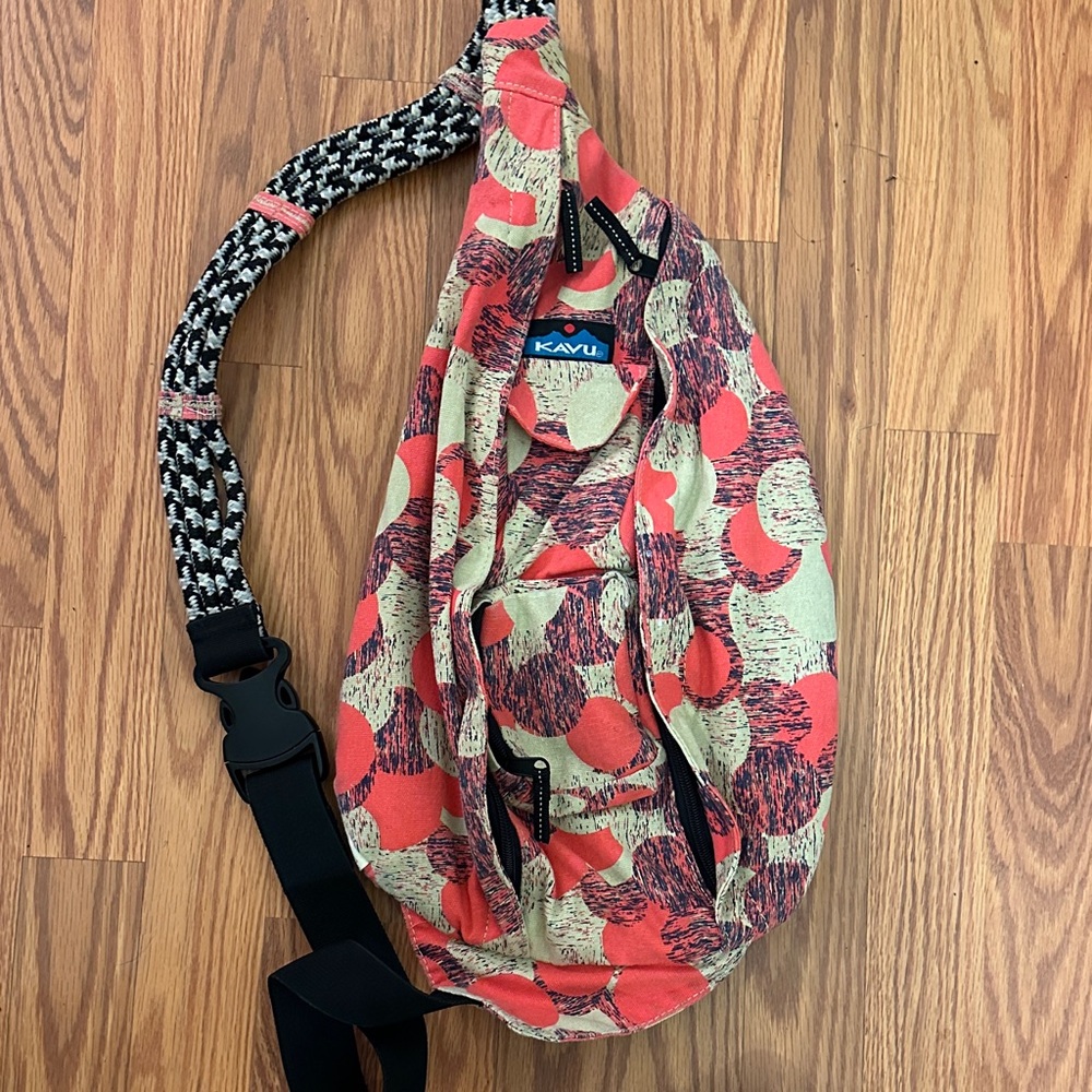 Kavu Women's Sling Backpack - Multi-color, coral/orange and Cream Pattern